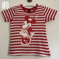 ベビードール　ボーダーTシャツ　ミニーマウス　トップス　赤　130センチのサムネイル