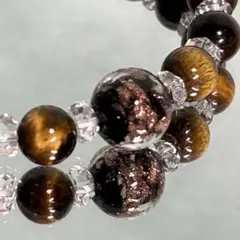 タイガーアイ 水晶 蓄光ガラス ブレスレット パワーストーンEmeblue