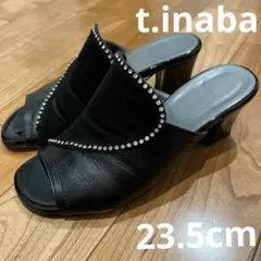 t.inaba 黒オープントゥサンダル ラインストーン　23.5cm 即購入ok