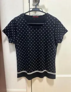 AMACA 半袖カットソー　Tシャツ　ブラックドット柄のサムネイル