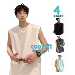 ノースリーブ タンクトップ S メンズ Tシャツ 袖なし 綿 無地 白 ホワイト