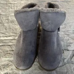 moz グレー ファー付きショートブーツ