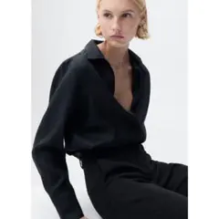 MANGO ブラック 長袖 シャツ XS