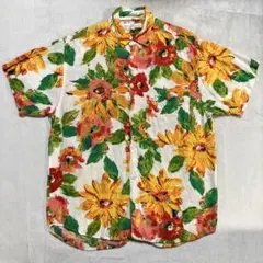 GUESS USA製 花柄 半袖シャツ L アロハ 総柄 リラックス 夏のサムネイル