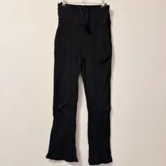 マタニティパンツ リブ産前産後兼用 フレアパンツ ワイドパンツ 産前産後　M 黒