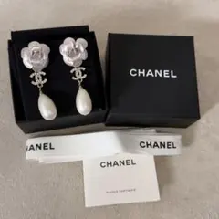 希少レア　CHANEL ピアス　カメリア　ラインストーン　ココマーク