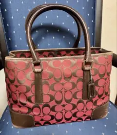 値下げ！Coach トートバッグ 赤 ブラウン