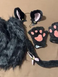 黒猫コスプレセット 猫耳 手袋 尻尾 ハロウィン