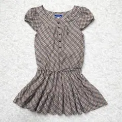 【美品】バーバリーブルーレーベル ワンピース ノバチェック フレア ベージュ S