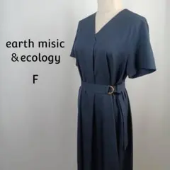earth music&ecology　Vネックワンピース　F　ネイビー