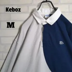 ケボズ★刺繍ロゴ バイカラー 切替 長袖 ラガーシャツ M オーバーサイズ