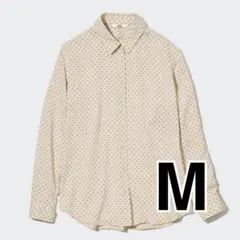 美品　ユニクロ　レーヨンプリントブラウス　ドット　シャツ　水玉　452741のサムネイル