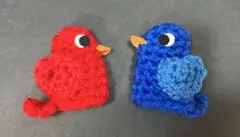 青い小鳥　赤い小鳥　小さな小鳥2羽セット　ハンドメイド