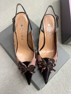 DIANA ヒョウ柄ハラコ　バックストラップパンプス