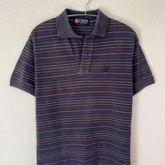 CHAPS ポロシャツ ボーダー 胸元刺繍ロゴ Mサイズ 半袖