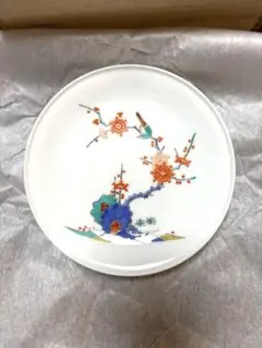 柿右衛門窯 錦梅鳥文 額皿 13.5cm 桐箱・皿立て付 未使用