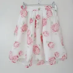 姫系量産♡ピンク薔薇オーガンジーフレアスカート〜M