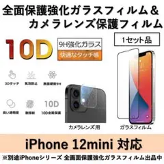 iPhone12mini全面保護ガラスフィルム&背面カメラ用ガラスフィルムセット