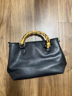 バンブーハンドル 黒 ハンドバッグのサムネイル