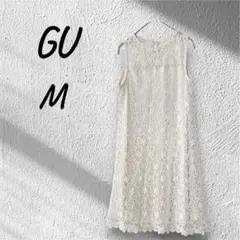 ジーユー GU ノースリーブ チュニックワンピース レース タイト アイボリーMのサムネイル