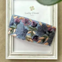【ポニーフック】インド刺繍リボン⁑ ブルーガーデン⁑ ワイヤー入り