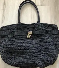 【送料込み】鍵付きカゴトートバッグブラック