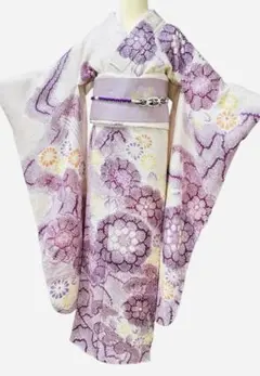 超美品　正絹　袷　広襟　訪問着　着物　辻ヶ花　160裄65 藤色　薄紫　光沢 超美品正絹袷広襟訪問着着物辻ヶ花160裄65 藤色薄紫光沢