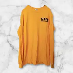 ギルダン ロンT S イエロー プリント 長袖 Tシャツ アメカジ 古着 US