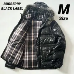 バーバリー ブラックレーベル 3WAY ダウンジャケット ベスト切替 ファー 黒