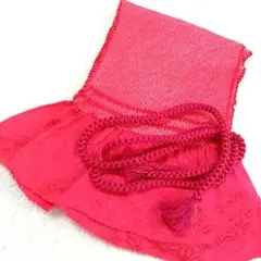 C3 帯揚げ 帯締め セット しぼり 赤ピンク