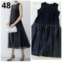 美品✨23区 大きいサイズ48 APPLAUDIRクリアジョーゼットコンビドレス