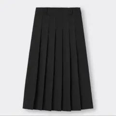 新品タグ付き GU ジーユー プリーツAラインミディスカートQ ブラック(XL)