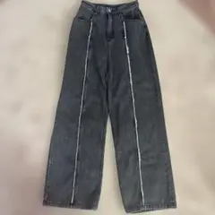 ダークグレー ストレートレッグデニム