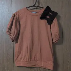 moujonjon リボン付き パフスリーブ Tシャツ 130cmのサムネイル