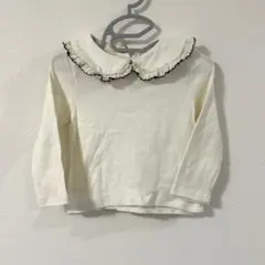 韓国子供服　thelalaアイボリー レース付き襟 長袖 S