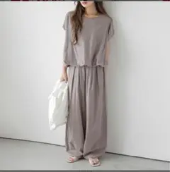 限定値下げ！コットンリネンセットアップグレージュ