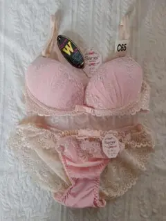 ピンク レースブラジャーショーツセット M
