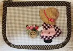 ★新作★スーちゃん　ハンドメイドポーチ　ミニ財布　ポーチ　ブラウン