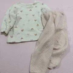 【UNIQLO】キルトパジャマ上下セット　ハート柄 100cm