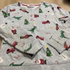 キッズ トレーナー サンタ 恐竜柄 グレー