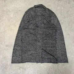 【洗練】ボタンレス ショールカラー ロング カーディガン 黒白 ミックスニット