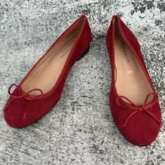 ファビオルスコーニ フラットパンプス レッド スウェード リボン