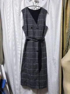 ぱ様専用】sacai サカイ チェック ジレワンピース ベルト付 美品