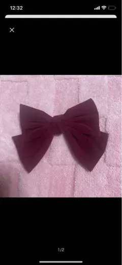 バーガンディ リボンヘアアクセサリー