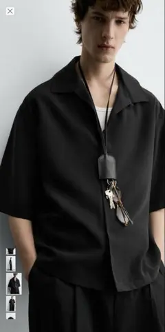 ZARA【2025年新作】オープンカラーシャツ、黒