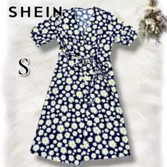 美品 SHEIN シーイン 花柄ティアードフロントクロス袖フリル ワンピース