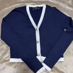 美品Rady ネイビー リブ編み カーディガンレディースM