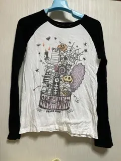 PEACE NOWハロウィン柄ラグラン袖長袖Tシャツエヴィちゃんモンスターオバケのサムネイル