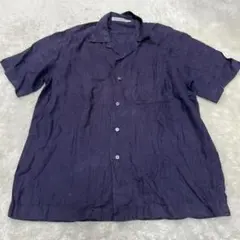 BLUE WORK 麻　シャツ　半袖　トゥモローランド　ネイビー　Lのサムネイル