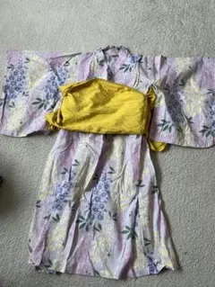 プティマイン　浴衣　紫　藤柄　100cm